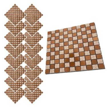 Imagem de Pastilha De Vidro Autocolante Kit 16 Uni Parede Cozinha Banheiro Box Sala Decorativa Facil Aplicacao Requintada Moderna