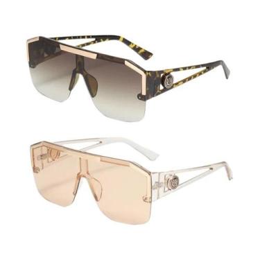 Imagem de Óculos De Sol Unissex Oversized Quadrados Da Moda UV400 Com Lentes Gra