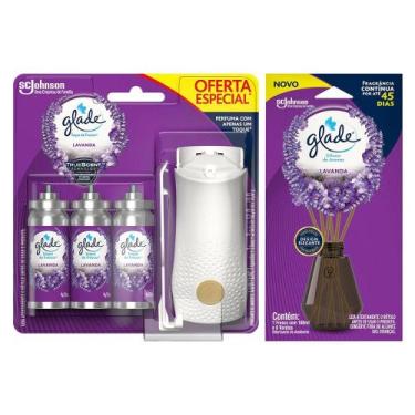 Imagem de Kit Glade Odorizador Toque de Frescor Aparelho + 3 Refis Lavanda 12ml 
