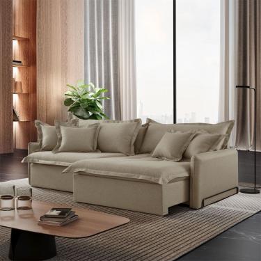 Imagem de Sofa Cama Retratil e Reclinavel Leona 270 cm Braco 15 cm Meu Sofa Online