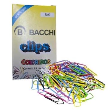 Imagem de CLIPS COLORIDO AÇO Nº 8/0 CX 25 UNIDADES BACCHI GALVANIZADO