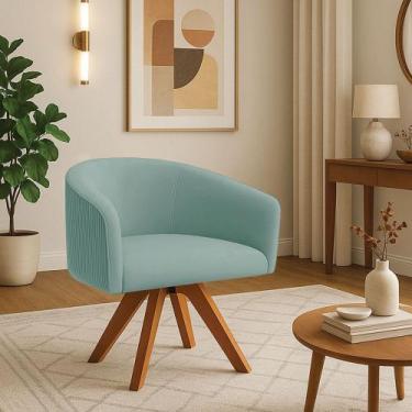 Imagem de Poltrona Sala Decorativa Arielle Giratória Madeira MM35 Cotelê Ext/Vel