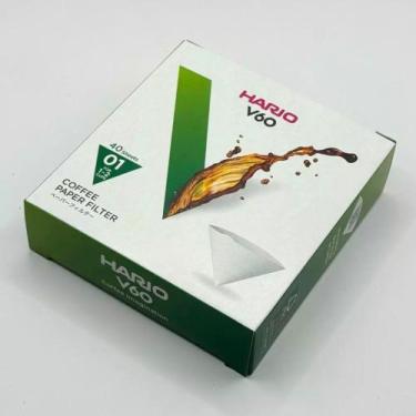 Imagem de 40 Unidades Filtro V60 Hario Tamanho 01 Branco Coador Café Original