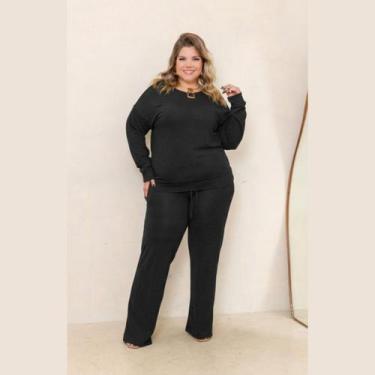 Imagem de Conjunto Plus Size Inverno Calça Pantalona E Cropped Lanzinha - Rosana