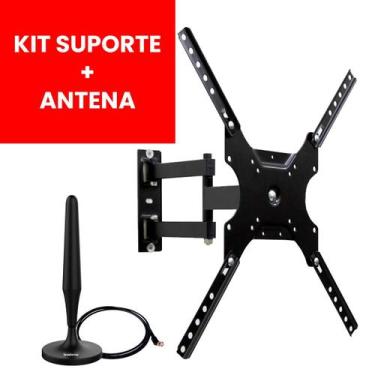 Imagem de Suporte Para Televisão Articulado Com Giro Preto Articulado 23 a 55 Po