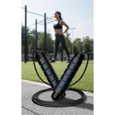 Imagem de 2x Corda Pular Profissional Speed Rope Alta Velocidade Azul - Congratu