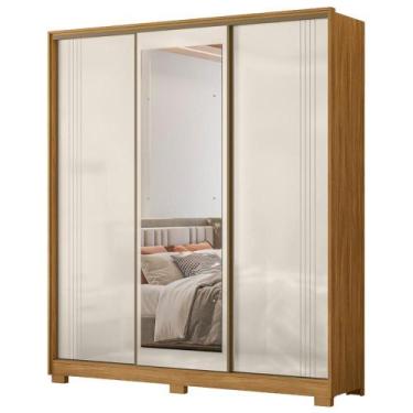 Imagem de Guarda Roupa Casal 3 Portas de Correr Com Espelho 195 cm Dallas Moval,