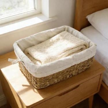 Imagem de Cesto Decorativo Organizador Multiuso Em Fibra Natural Seagrass 32cm C