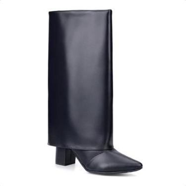 Imagem de Bota Capa Feminina Cano Alto Salto Alto Bloco Bico Fino-Feminino