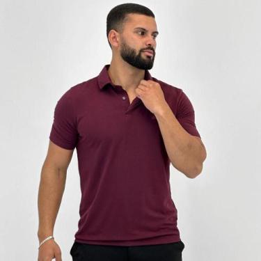 Imagem de Camisa Polo Sallo Manga Curta Básica Masculina, P, Marsala