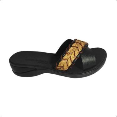 Imagem de Tamanco Anabela Terra e Agua confortavel 2 tiras em x 483070, Preto, P