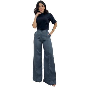 Imagem de Calça Pantalona Alfaiataria Social Cintura Alta Wide Leg - AulissBouti