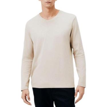 Imagem de Camiseta hering com gola v ref:022d masculino, Bege, XG