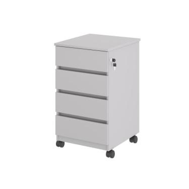Imagem de Arquivo com 4 Gavetas Verbena Paris com Rodízios e Chave MDP Cinza Casah