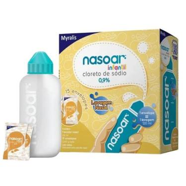 Imagem de Nasoar Infantil 0,9% Solução Nasal 15 envelopes + Lavador Nasal 120ml 