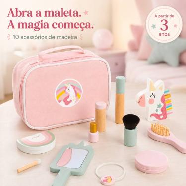 Imagem de Kit Salão de Beleza Infantil Janod Unicórnio 10 Itens em Madeira - Faz De Conta