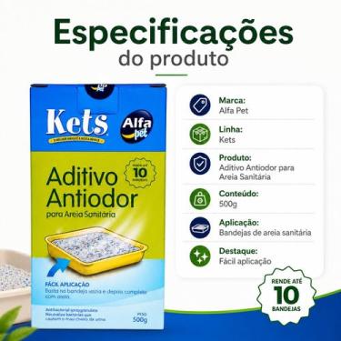 Imagem de Aditivo Antiodor para Areia Sanitária Kets Alfa Pet 500g Antibacterian