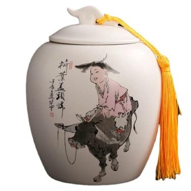 Imagem de Latas de chá de cerâmica de 15 cm seladas com padrão de personagem Pu'er Tea Caddy Kung Fu conjunto de chá