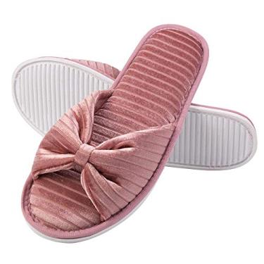 Imagem de Pantufa feminina Aerusi Royal Cozy Slide de espuma viscoelástica chinelo de dedo para uso interno de pelúcia