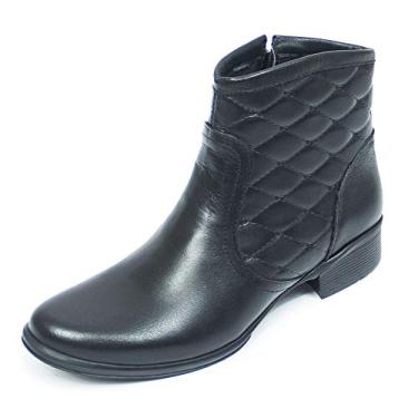 Imagem de bota feminina cano curto em legitimo couro bovino, 25/40 forrada em tecido espumado modelo 312 (36, PRETA)