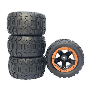 Imagem de 4x de carro RC 1/16 1/12 1/14 acessórios de caminhão modificação roda atualização para, Laranja preto