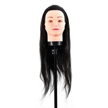 Imagem de Manequim de cabeça de treinamento, manequim de cabelo liso para cosméticos, prática de cabeleireiro com suporte