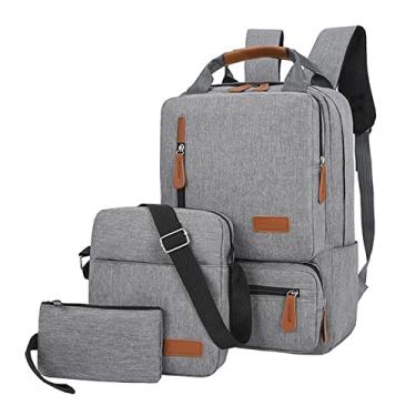 Imagem de Mochila com 3 peças Mochila Masculina Laptop Mochila Bolso Pequeno para Viagem Escola Trabalho Trabalho Faculdade Cabe até 14,5 polegadas