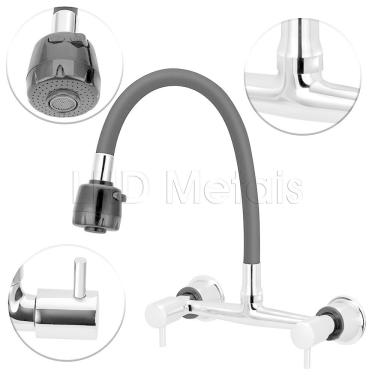 Imagem de Torneira Misturador Gourmet Flexível Preto Cozinha Parede