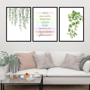 Imagem de Kit 3 Quadros Decorativos Samambaia - É Preciso Amor