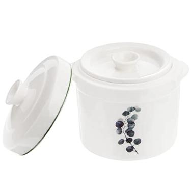 Imagem de 1 conjunto de panela de guisado de cerâmica com tampa, tigela de sopa a a vapor pequena de vapor para cozinha doméstica tigela de aperitivo de creme (13,50 x 13,00 x 13,00 cm)
