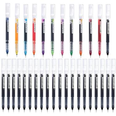 Imagem de Caneta esferográfica, tinta de secagem rápida 0,5 mm canetas de ponta extra fina caneta de tinta líquida canetas rollerball (32PCS)