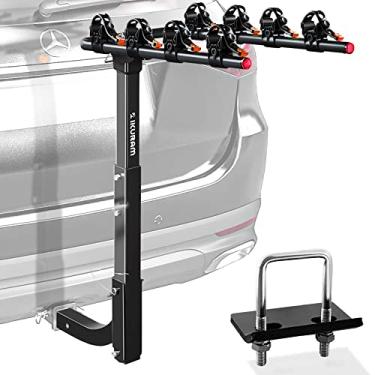 Imagem de Ikuram 4 suportes para bicicleta, suporte de engate para bicicleta, suporte duplo dobrável para carros, caminhões, SUV e minivans com um receptor de engate de 5 cm