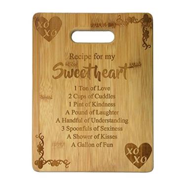 Imagem de Receita para meu coração fofa e divertida tábua de corte de bambu gravada a laser - casamento, inauguração, aniversário, dia das mães, presente de Dia dos Namorados