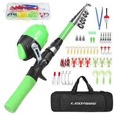 Imagem de Wemay Vara de pesca telescópica portátil e combinação de carretel para crianças crianças kit de iniciação de pesca carretel de pesca spincast vara de pesca iscas de pesca gabarito ganchos barril gira