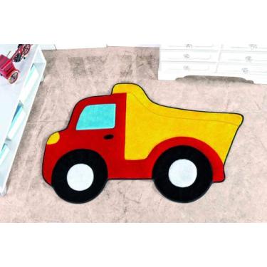 Imagem de Tapete Pelúcia Quarto Infantil Formato Caminhão Vermelho - Sarah Enxov