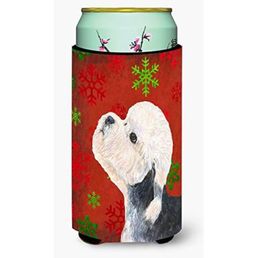 Imagem de Dandie Dinmont Terrier Red Green Snowflakes Christmas Tall Boy Beverage Insulator Beverage Insulator Hugger