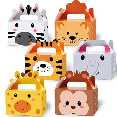 Imagem de 12 Pack Jungle Safari Animals Party Favor Boxes Zoo Animals Theme Happy Birthday Goodies Treat Boxes Jungle Safari Party Candy Gift Bags for Kids Baby Shower Party Decorations Supplies