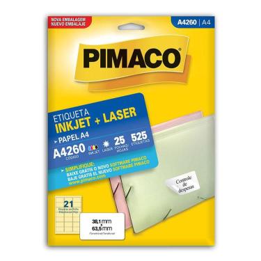 Imagem de Etiqueta inkjet/laser A4260 com 25 folhas Pimaco