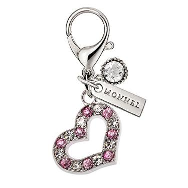Imagem de CHARM MC59 Pingente de coração de amor com fecho lagosta com bolsa (rosa, 1 peça), Metal de liga de zinco