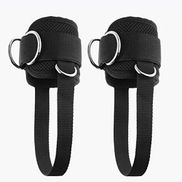 Imagem de YCYU Cabo de atualização de máquina, alças de tornozelo, punhos fitness para homens e mulheres, neoprene acolchoado 4 anel-D resistente acessório de cabo de ginástica para casa para glúteos perna bumbum treino
