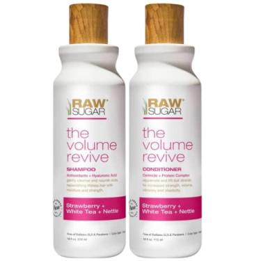 Imagem de Conjunto de shampoo e condicionador RS Raw Sugar Volume Revive Antioxidantes + ácido hialurônico. Morango + chá branco + urtiga. 18 frascos Fl Oz cada.