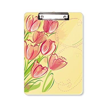 Imagem de DIYthinker Placa de apoio A4 pintada à mão com ilustração de planta de tulipa