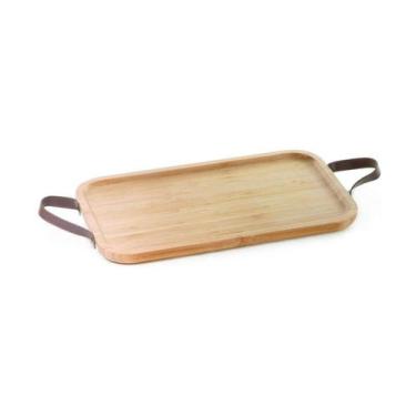 Imagem de Bandeja Em Bambu Mimo Style Ecokitchen Com Alça Couro 46cm