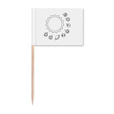 Imagem de Planetary Line Outline Solar System Toothpick Flags Marker Topper Decoração de Festa