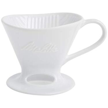 Imagem de Melitta 1 xícara de cafeteira de porcelana com cone vazado, branco brilhante