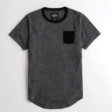 Imagem de Camiseta Line Estonada Com Bolso Chumbo Lisa Grafite T-Shirt Tee - No