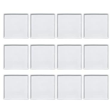 Imagem de Jogo 12 Pratos Quadrados Rasos em Porcelana 16x16cm Americana Germer Branco