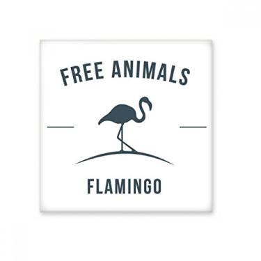 Imagem de Azulejo de cerâmica brilhante com desenho de flamingo, desenho azul, decalque brilhante de tijolo esmaltado