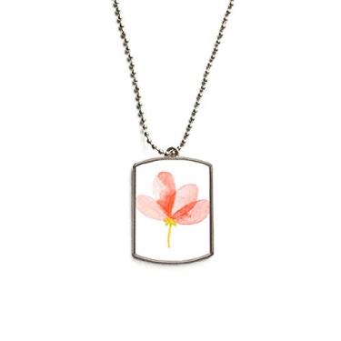 Imagem de DIYthinker Colar com pingente de etiqueta de cachorro de aço inoxidável com flor rosa fraca em aquarela