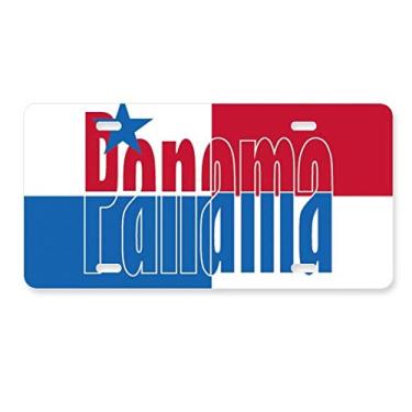 Imagem de DIYthinker Placa de carro com nome da bandeira do Panamá, acessório de aço inoxidável para decoração de carro